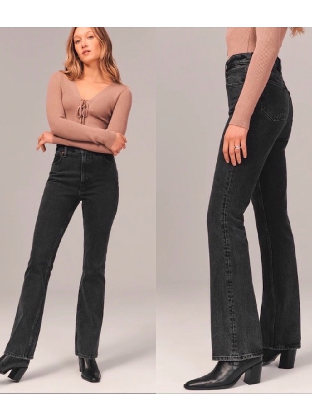 Abercrombie & Fitch Black High-Rise Flare Jeans